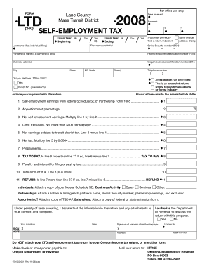 Lane County Mass Transit District Self-Employment Tax Form