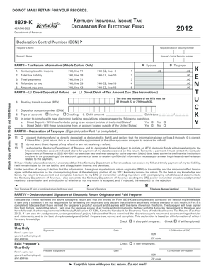 Kentucky Individual Income Tax Declaration for Electronic Filing