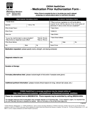 CIGNA Medication Prior Authorization Form