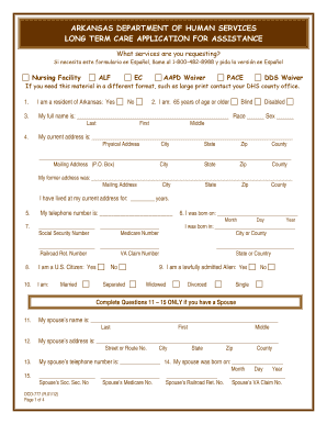 Arkansas Long Term Care Application for Assistance