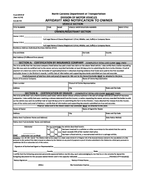 North Carolina MVR-4F Salvage Vehicle Title Request