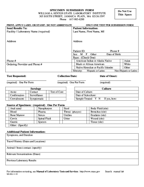 Specimen Submission Form