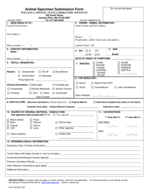 Animal Specimen Submission Form