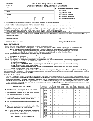 New Jersey Employee’s Withholding Allowance Certificate
