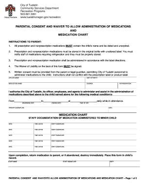 Parental Consent and Waiver for Medication Administration