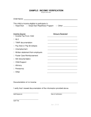 Income Verification Form
