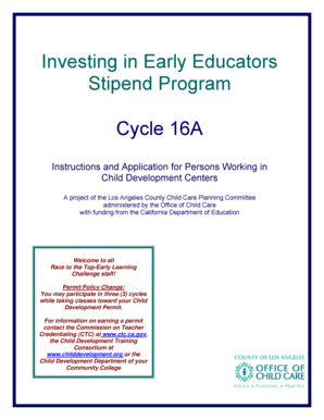 Investing in Early Educators Stipend Program Application