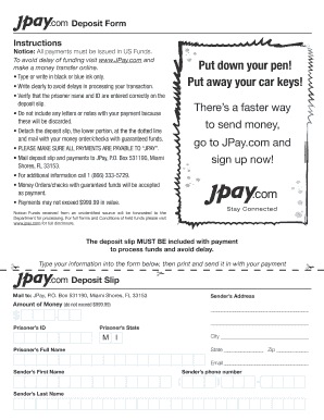 JPay Deposit Form