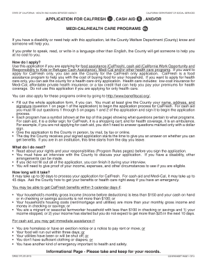 California CalFresh Cash Aid Medi-Cal Application