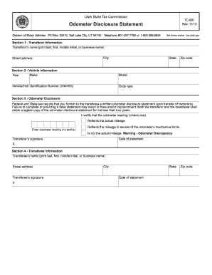 Utah Odometer Disclosure Statement