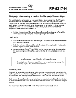 New York Real Property Transfer Report Form RP-5217-PDF