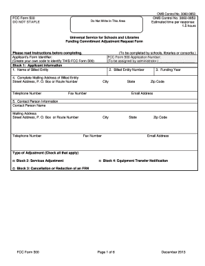 FCC Form 500 Funding Commitment Adjustment Request