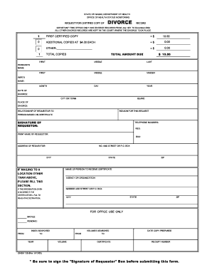 Hawaii Divorce Record Request Form