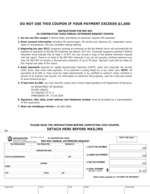 PA Corporation Taxes Annual Extension Request