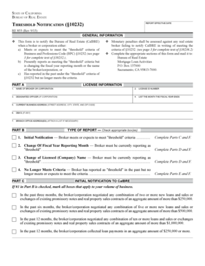 California Threshold Notification Form