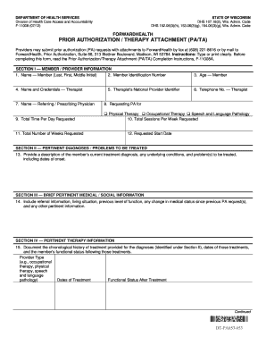 Wisconsin Prior Authorization Therapy Attachment