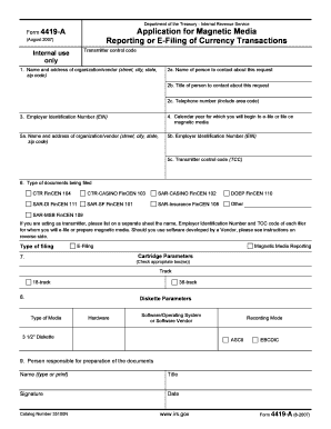 IRS Form 4419-A Application for Magnetic Media