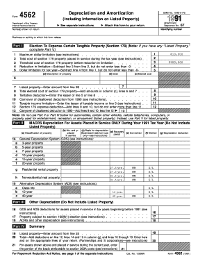 IRS Form 4562 Depreciation and Amortization