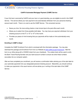 CalHFA Automated Mortgage Payment Enrollment Form