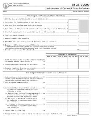 Iowa Underpayment of Estimated Tax Form