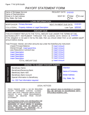 Texas Mortgage Payoff Statement Form