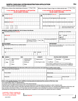 North Carolina Voter Registration Application