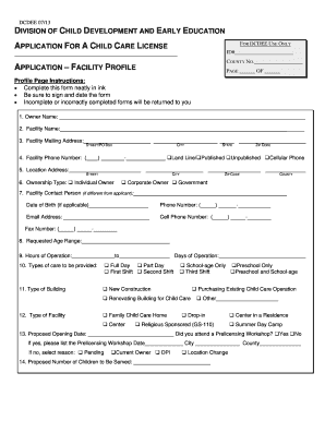 North Carolina Child Care License Application
