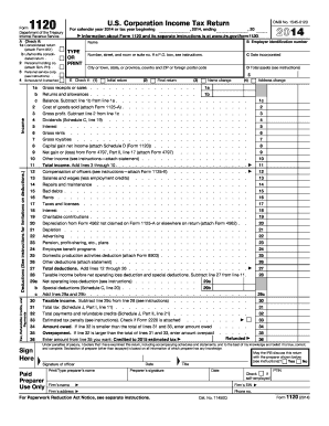 US Corporation Income Tax Return Form 1120