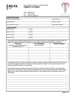 Kansas City Power of Attorney for Tax Matters