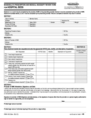 MassHealth Hospital Bed Prescription Form
