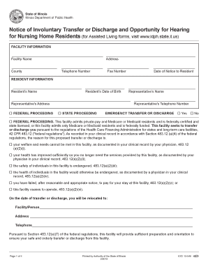 Illinois Nursing Home Involuntary Transfer or Discharge Notice