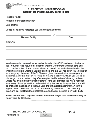 Illinois Supportive Living Program Discharge Notice