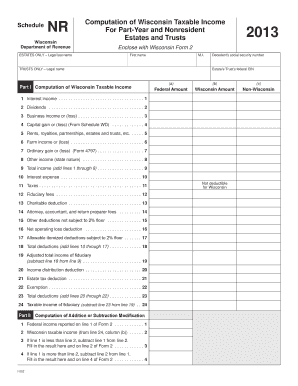 Wisconsin Schedule NR for Estates and Trusts