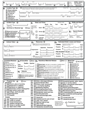 NFIRS Fire Incident Reporting Form