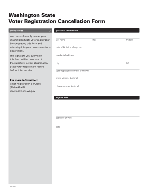 Washington State Voter Registration Cancellation Form