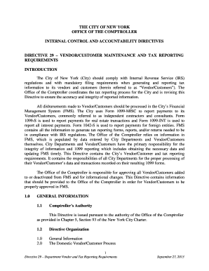 New York Vendor/Customer Tax Reporting Directive