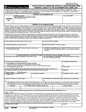 VA Form 26-6381 Application for Assumption Approval and Release from Liability