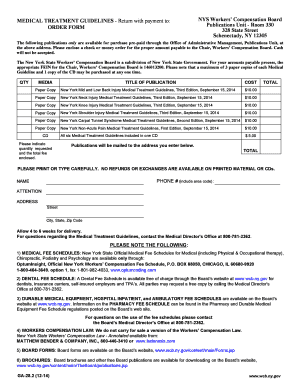 New York Medical Treatment Guidelines Order Form