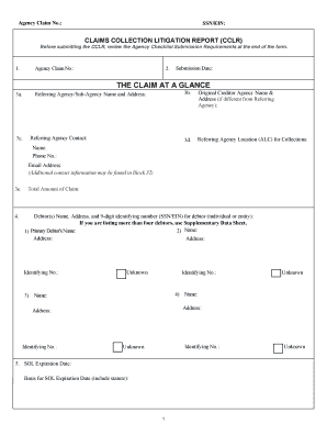 Claims Collection Litigation Report (CCLR)