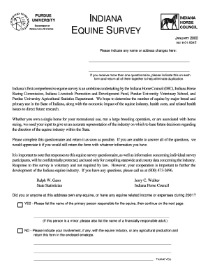 Indiana Equine Survey Form