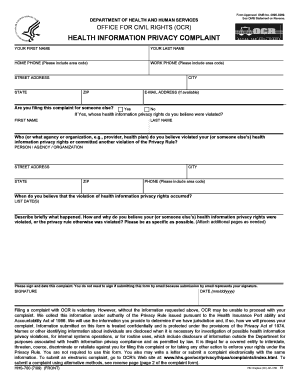 Health Information Privacy Complaint Form