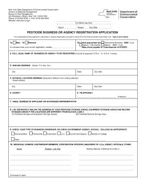 New York Pesticide Business Registration Application