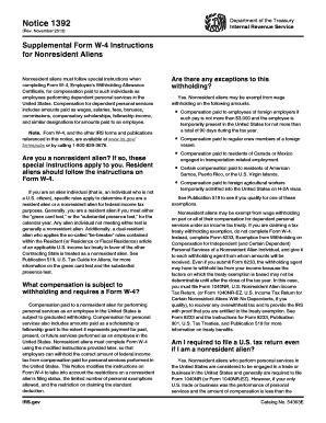 Supplemental Form W-4 Instructions for Nonresident Aliens