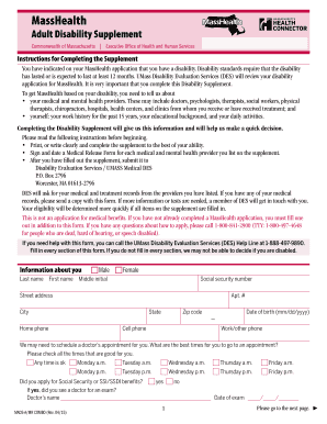 MassHealth Adult Disability Supplement