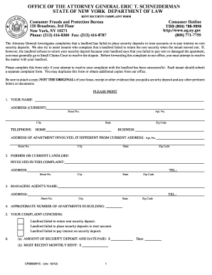New York Tenant Security Deposit Complaint Form