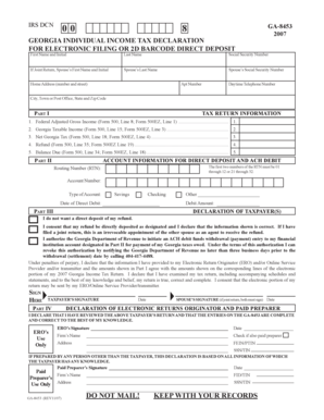 Georgia Individual Income Tax Declaration