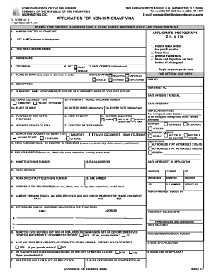 Philippines Non-Immigrant Visa Application