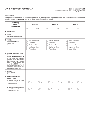 Wisconsin Form EIC-A Earned Income Credit
