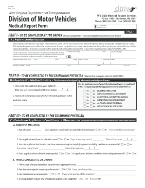 West Virginia DMV Medical Report Form