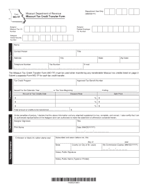 Missouri Tax Credit Transfer Form